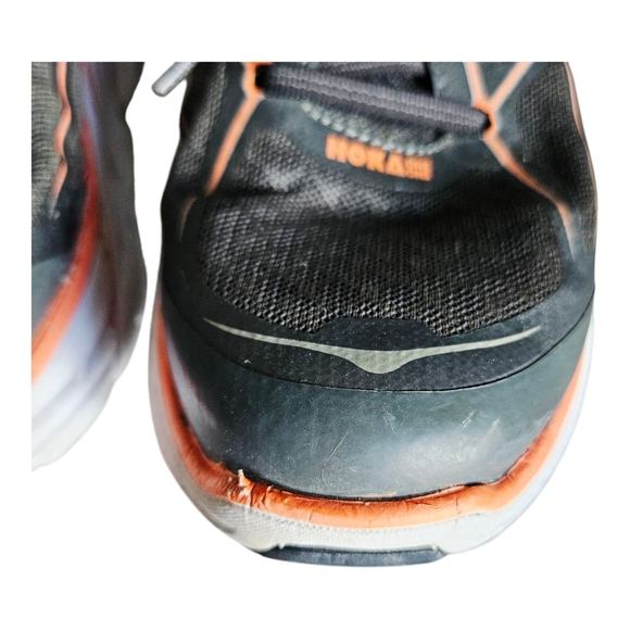 Women's Hoka One Clifton 2 Grey Neon Orange Athletic Sneaker Lace Up Size 9.5 - Picture 3 of 10